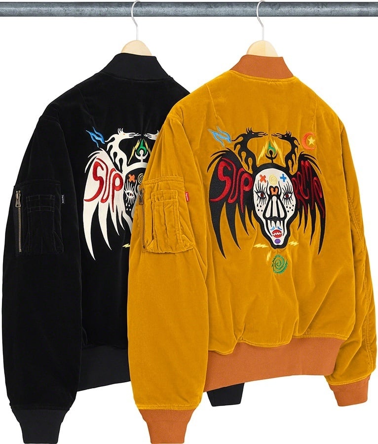 Clayton Patterson/Supreme Skulls Embroidered Velvet MA-1